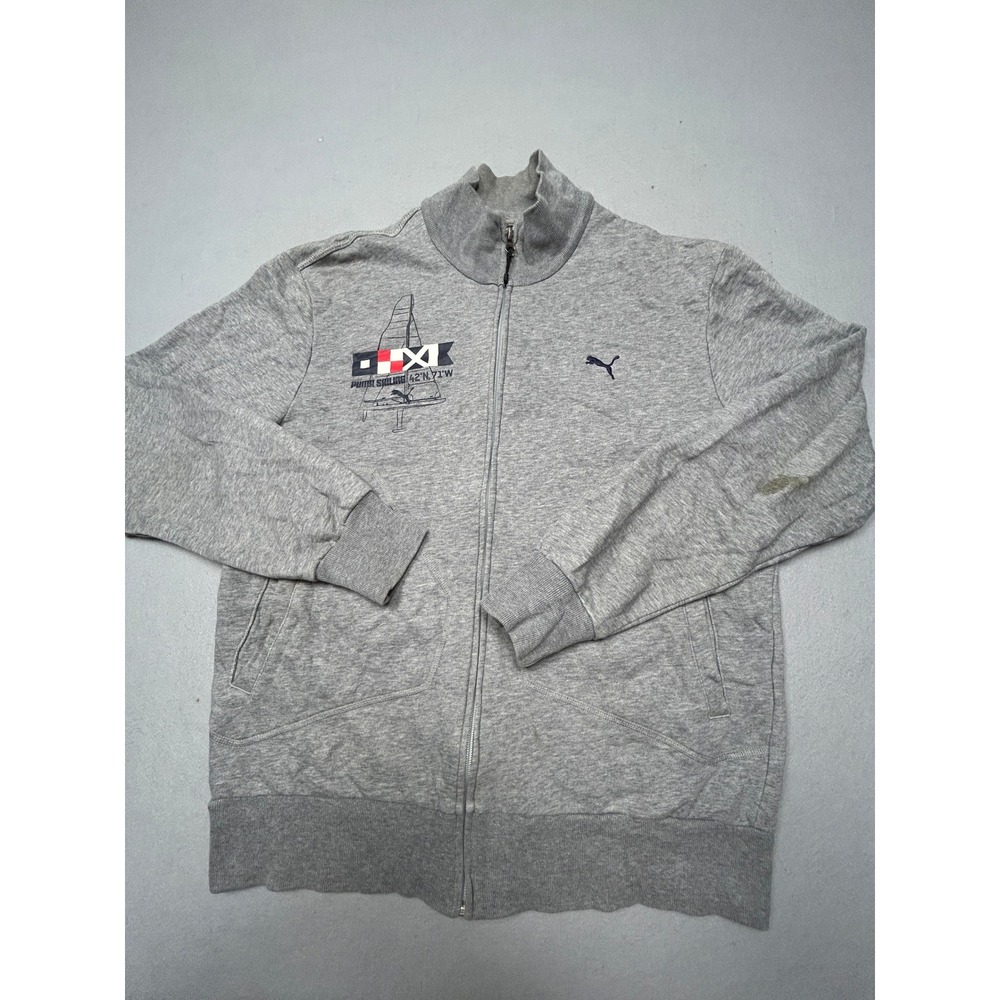 Puma Sailing Zip Up Sweatshirt Cotton Blend Gray Medium Mens